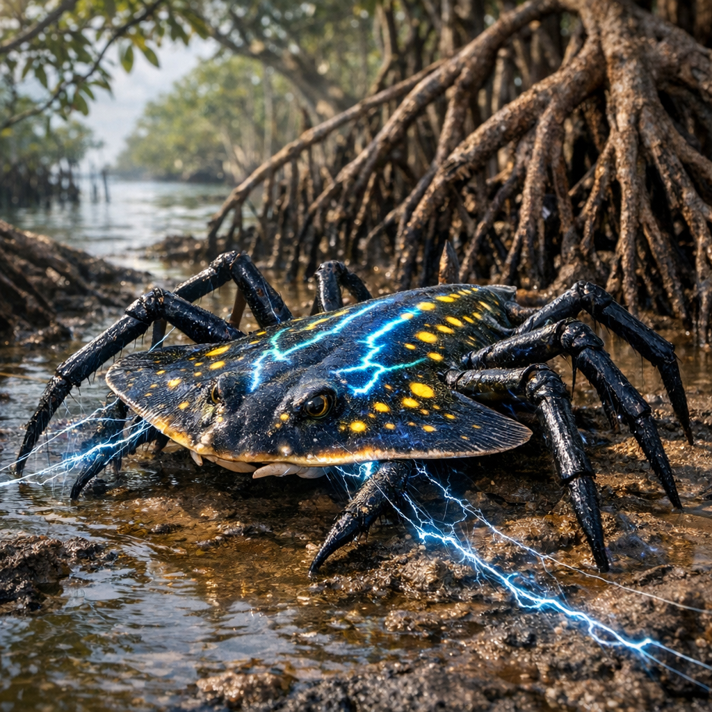 Electrospider, an AI-generated hybrid of Spider and Electric Ray