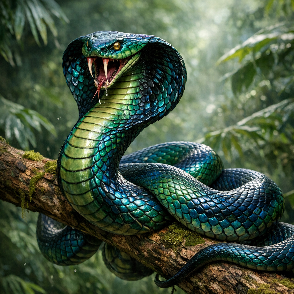 Cobra-Specter, an AI-generated hybrid of Cobra and Snake