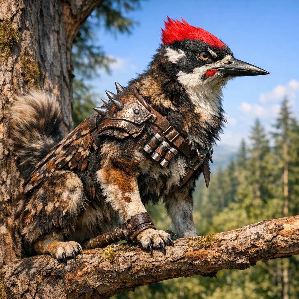 Woofpecker, an AI-generated hybrid of Dog and Woodpecker