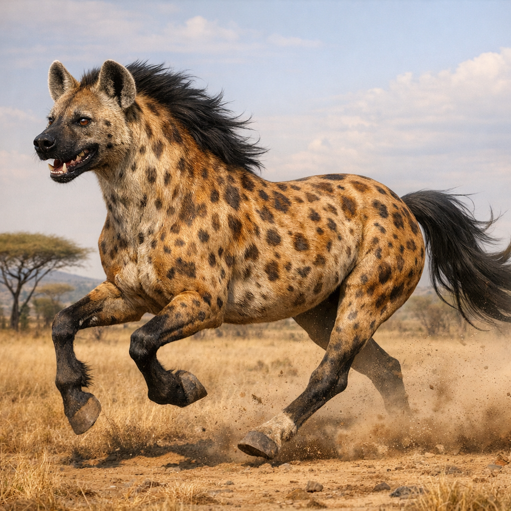 Hyorse, an AI-generated hybrid of Hyena and Horse