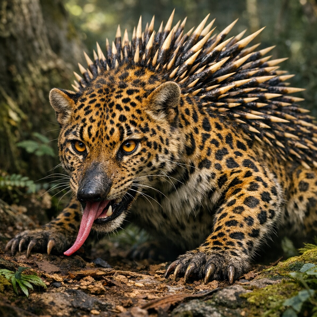 Lechida, an AI-generated hybrid of Leopard and Echidna