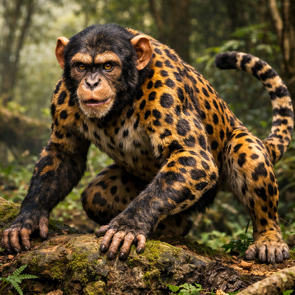 Cheempanzee, an AI-generated hybrid of Cheetah and Chimpanzee