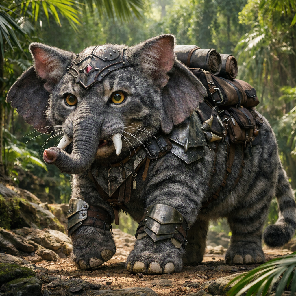 Catelephant, an AI-generated hybrid of Cat and Elephant