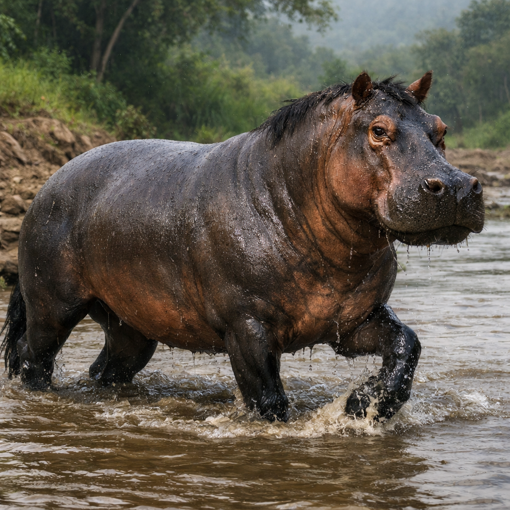 Hippohorse, an AI-generated hybrid of Hippopotamus and Horse