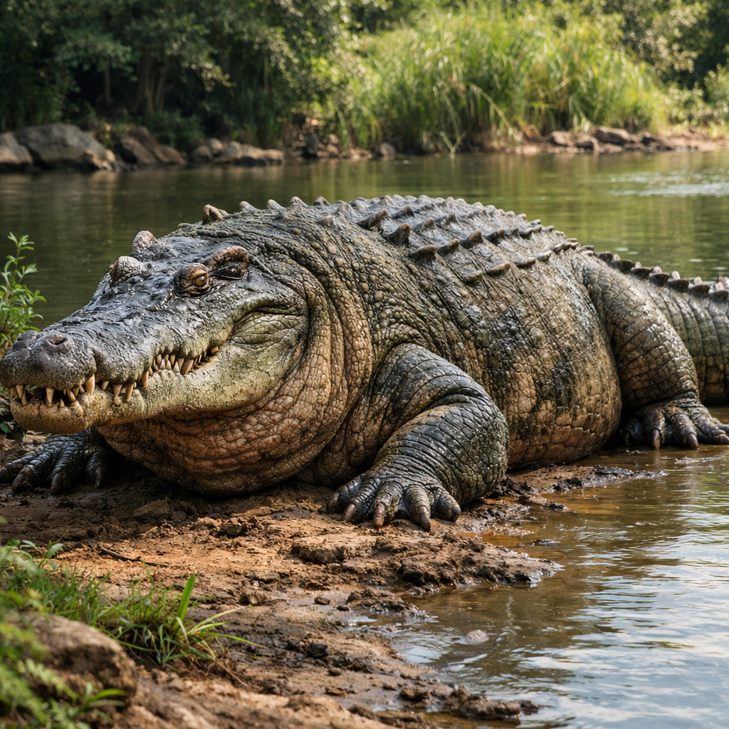 Crocopotamus, an AI-generated hybrid of Crocodile and Hippopotamus