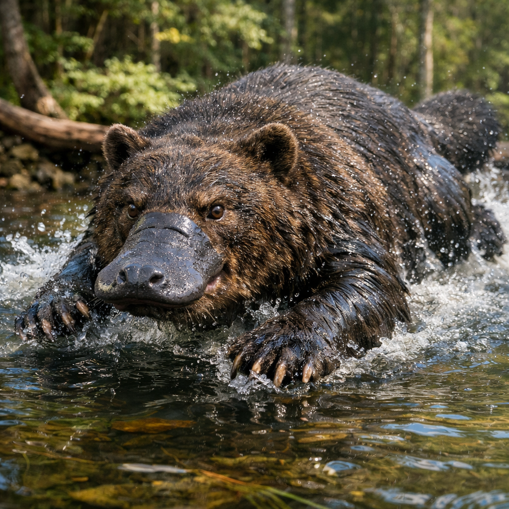Platybear, an AI-generated hybrid of Platypus and Bear