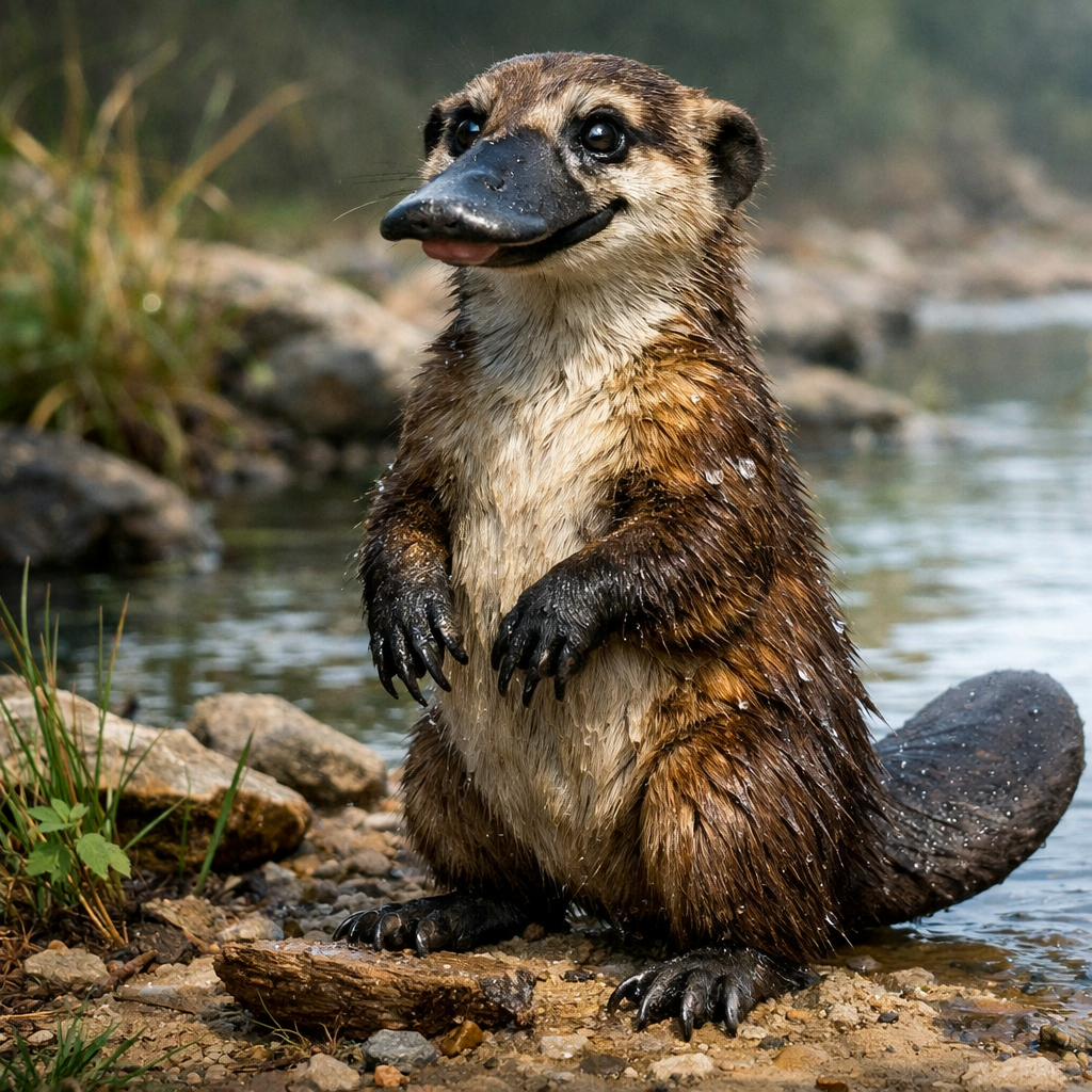 Platimeerkat, an AI-generated hybrid of Platypus and Meerkat