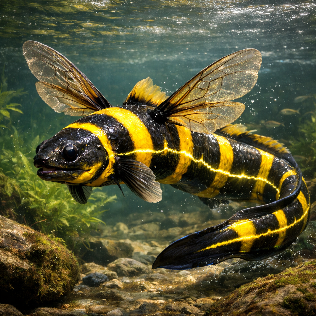Bumbleeel, an AI-generated hybrid of Bumblebee and Eel