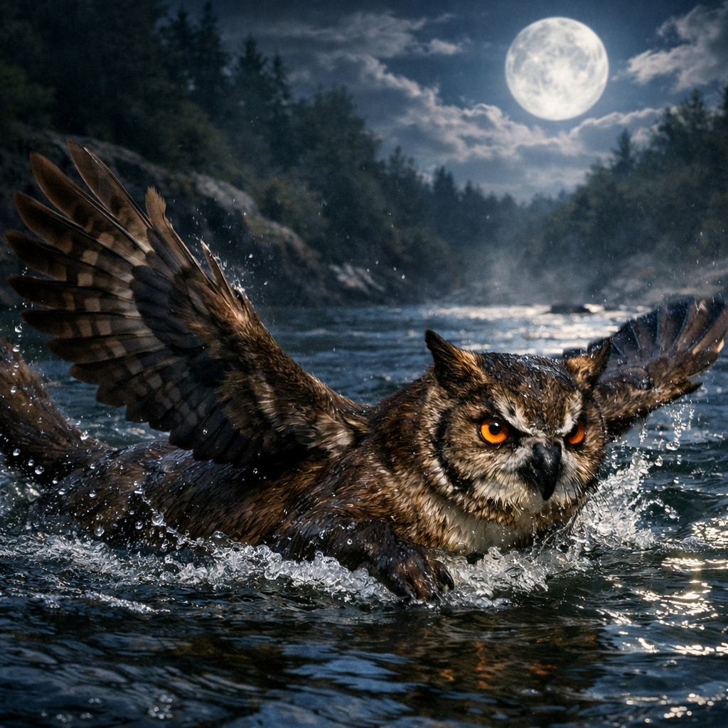 Owlter, an AI-generated hybrid of Owl and Otter