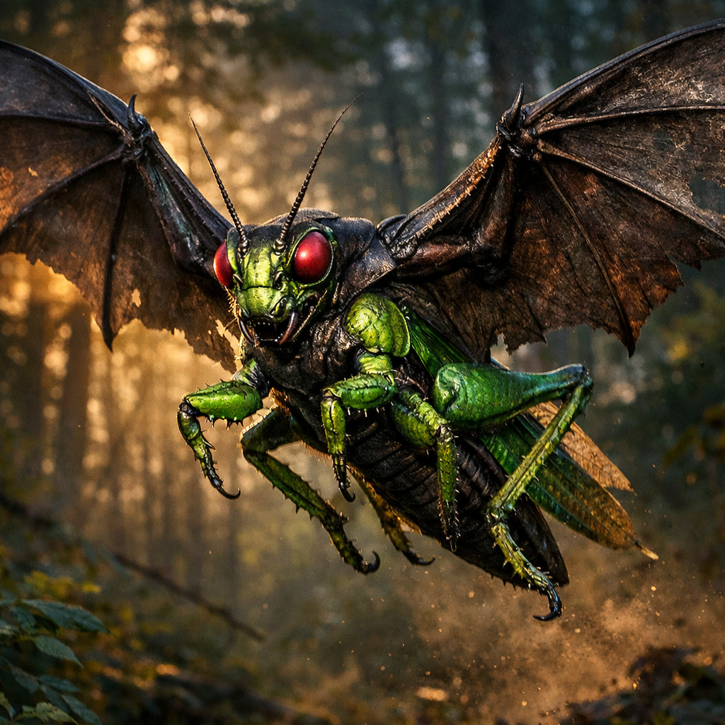 Batsopper, an AI-generated hybrid of Bat and Grasshopper