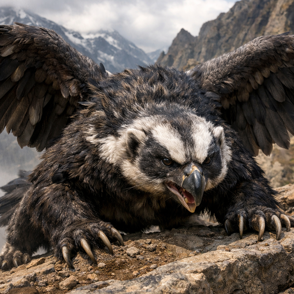 Condager, an AI-generated hybrid of Condor and Badger