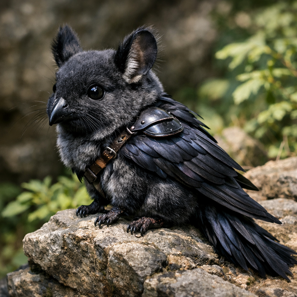 Chincrow, an AI-generated hybrid of Chinchilla and Crow