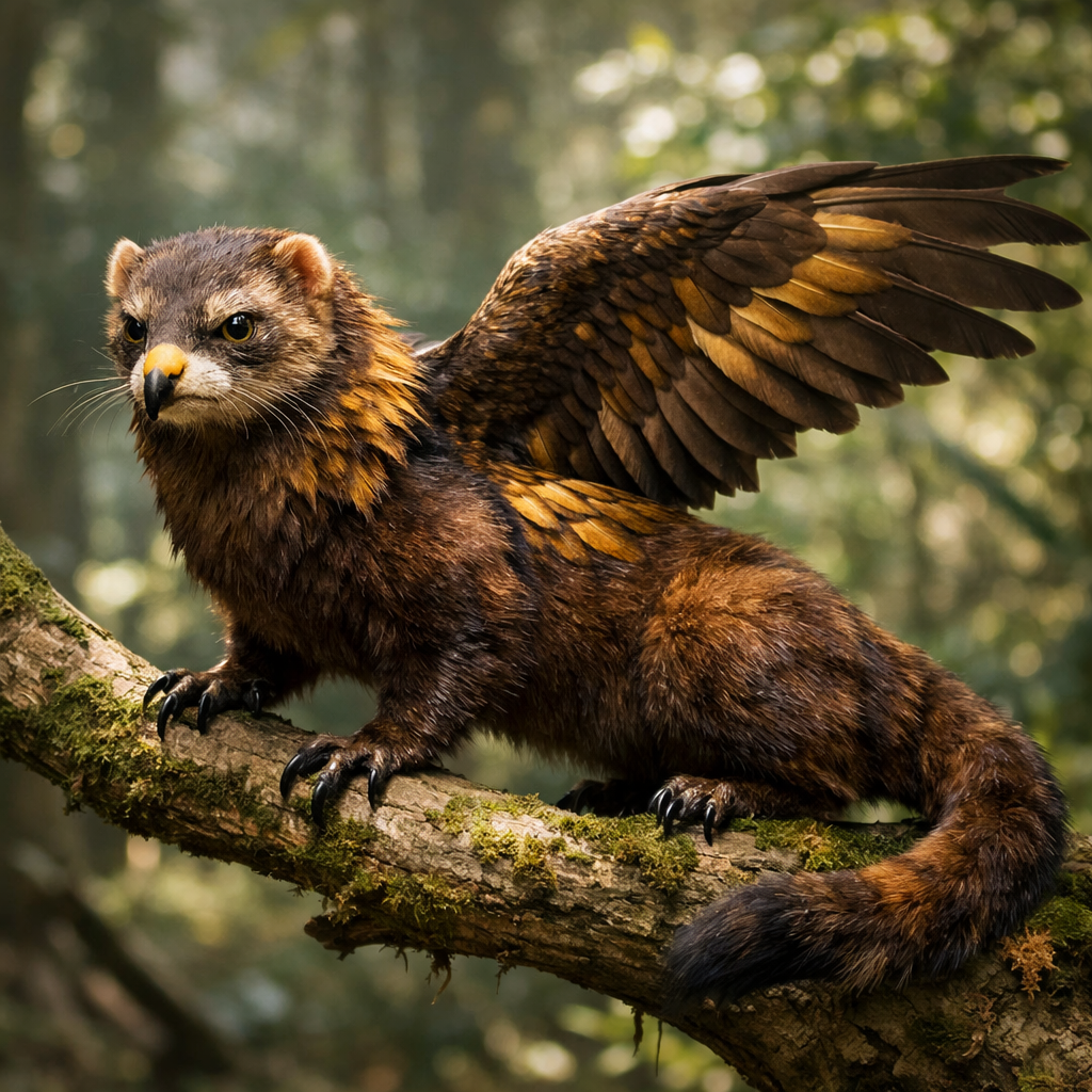 EagleFerret, an AI-generated hybrid of Eagle and Ferret