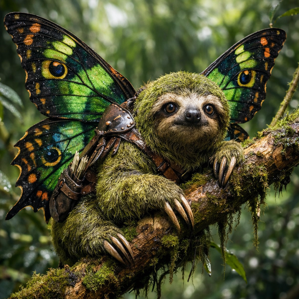 ButterSloth, an AI-generated hybrid of Butterfly and Sloth