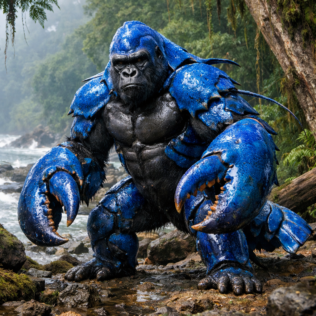 Loborilla, an AI-generated hybrid of Lobster and Gorilla