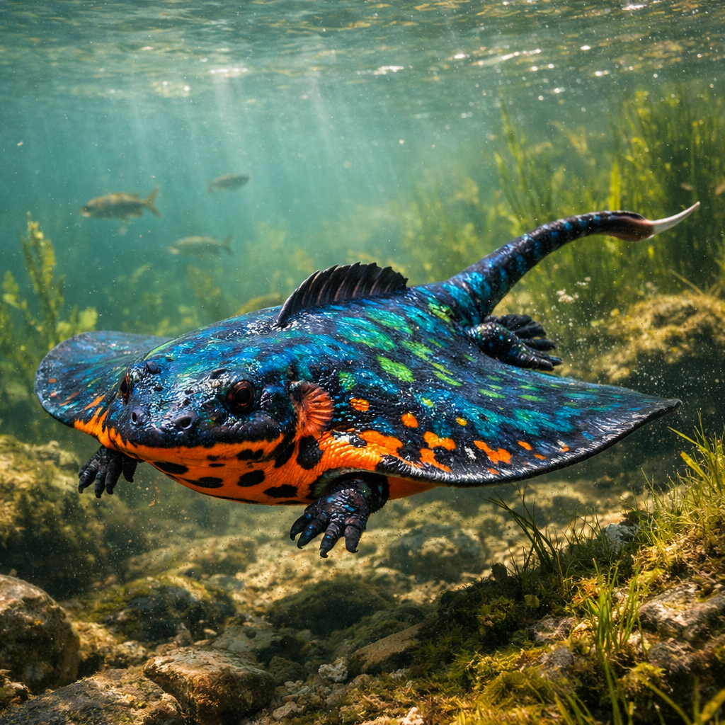 Stingamander, an AI-generated hybrid of Sting Ray and Salamander
