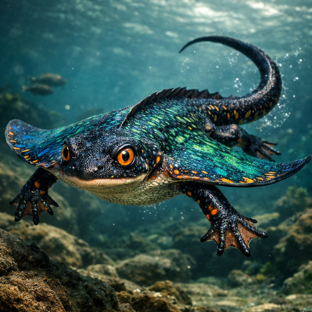 Stingamander, an AI-generated hybrid of Sting Ray and Salamander
