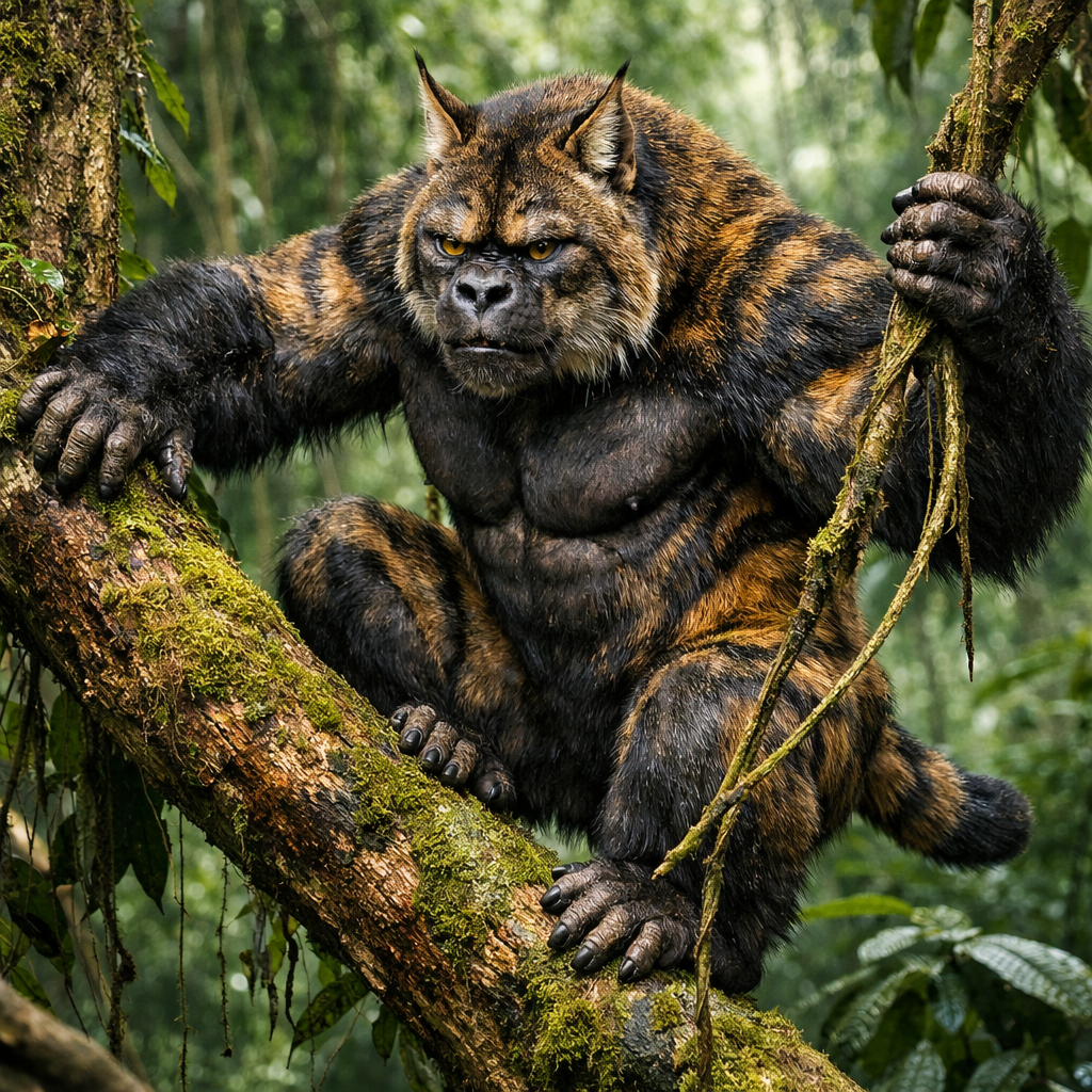 Gorillat, an AI-generated hybrid of Bobcat and Gorilla