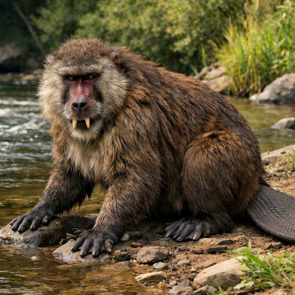 Baveen, an AI-generated hybrid of the Baboon and the Beaver