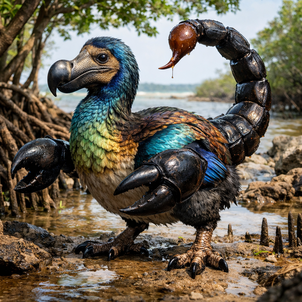 Doscorpion, an AI-generated hybrid of the Dodo and the Scorpion