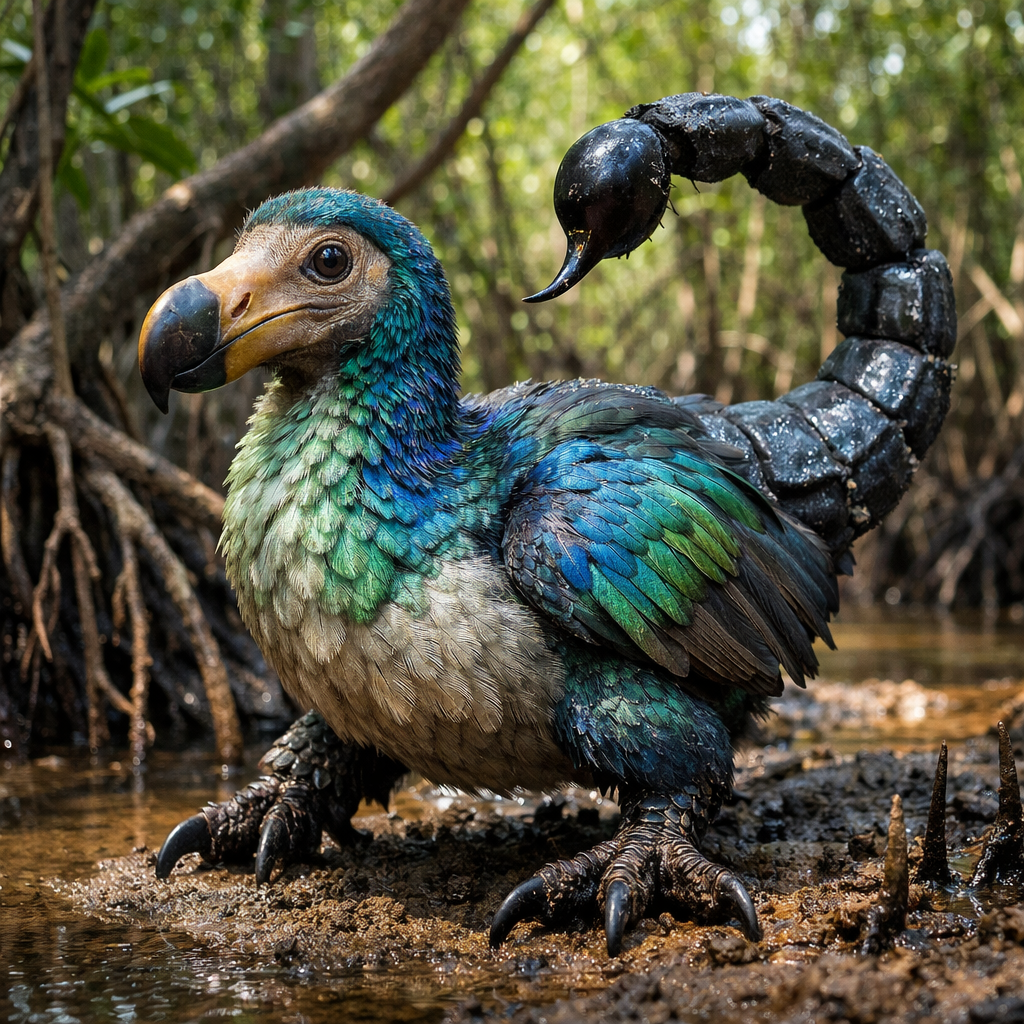 Doscorpion, an AI-generated hybrid of the Dodo and the Scorpion