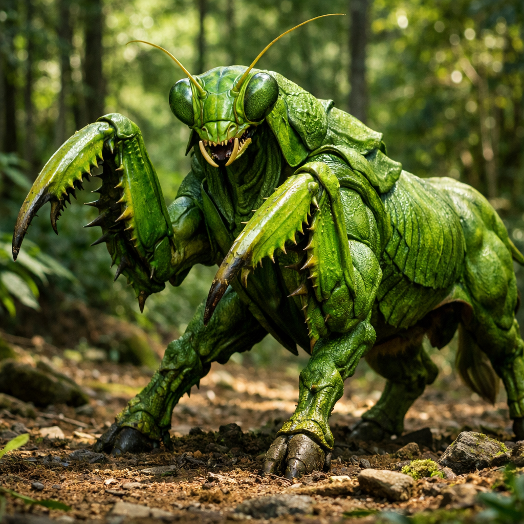 Mantisox, an AI-generated hybrid of the Mantis and the Ox