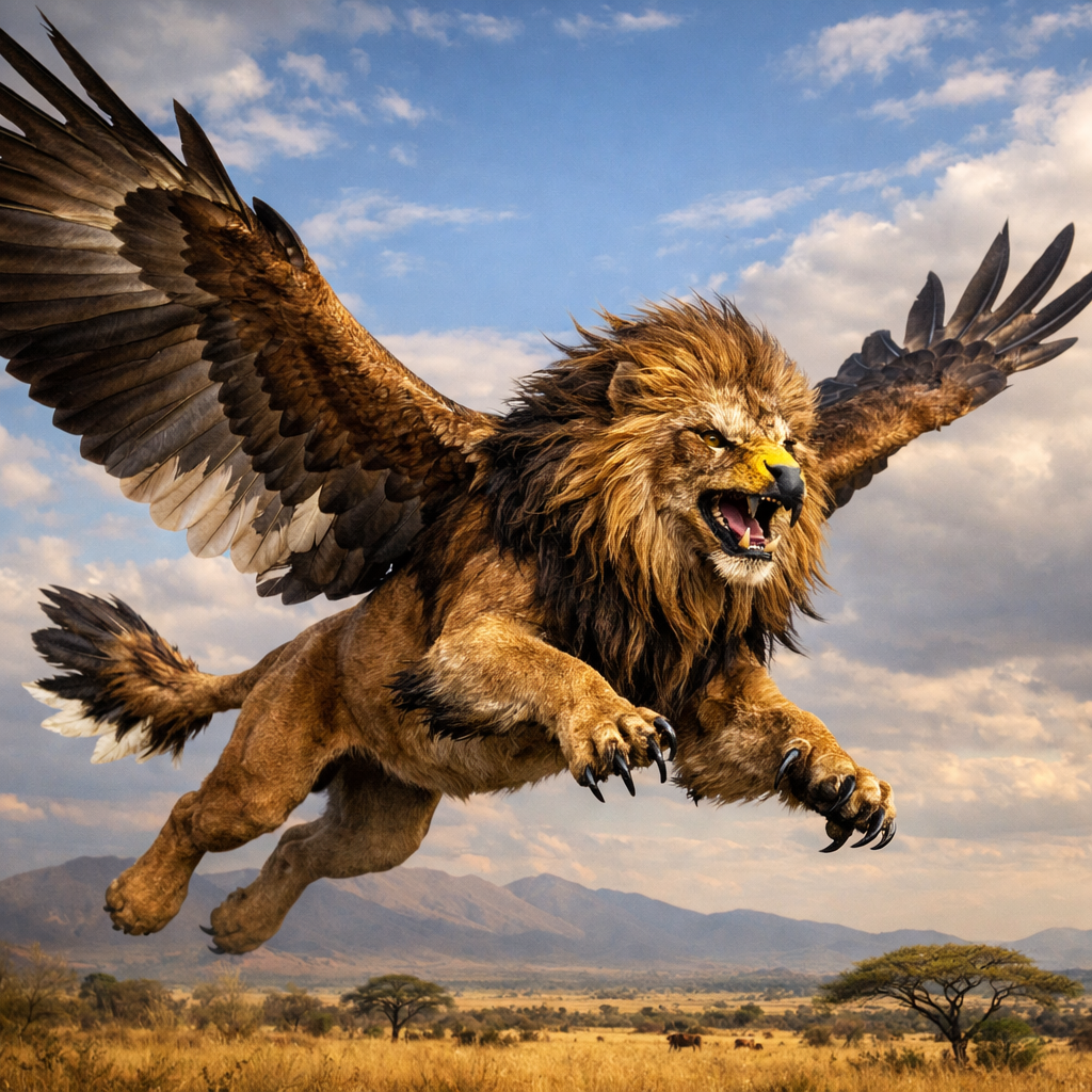 Eaglion, an AI-generated hybrid of the Eagle and the Lion