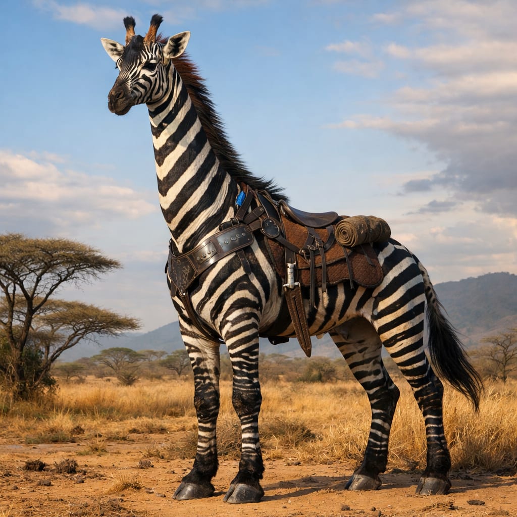 Ziraffe, an AI-generated hybrid of the Giraffe and the Zebra