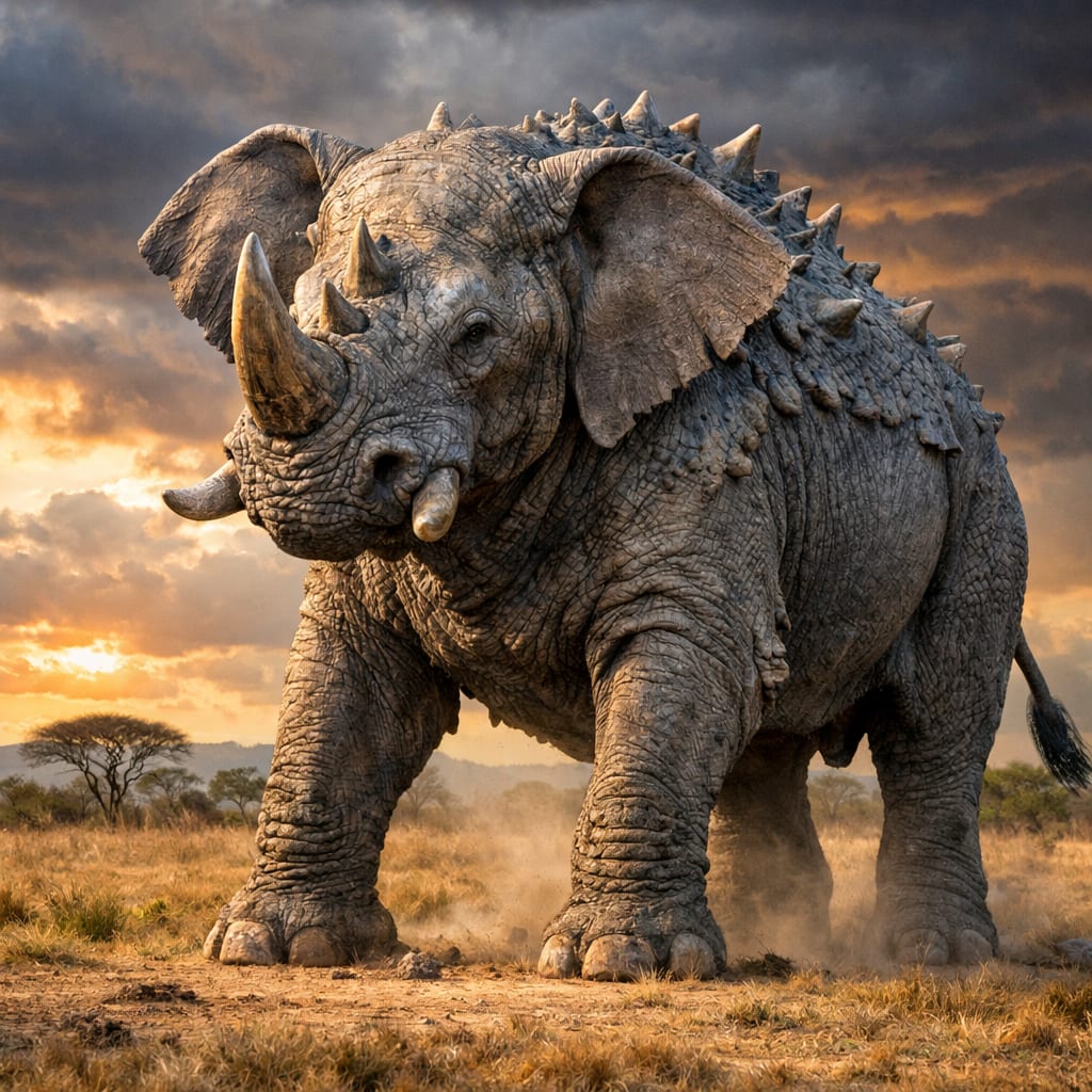 Rhinophant, an AI-generated hybrid of the Elephant and the Rhinoceros