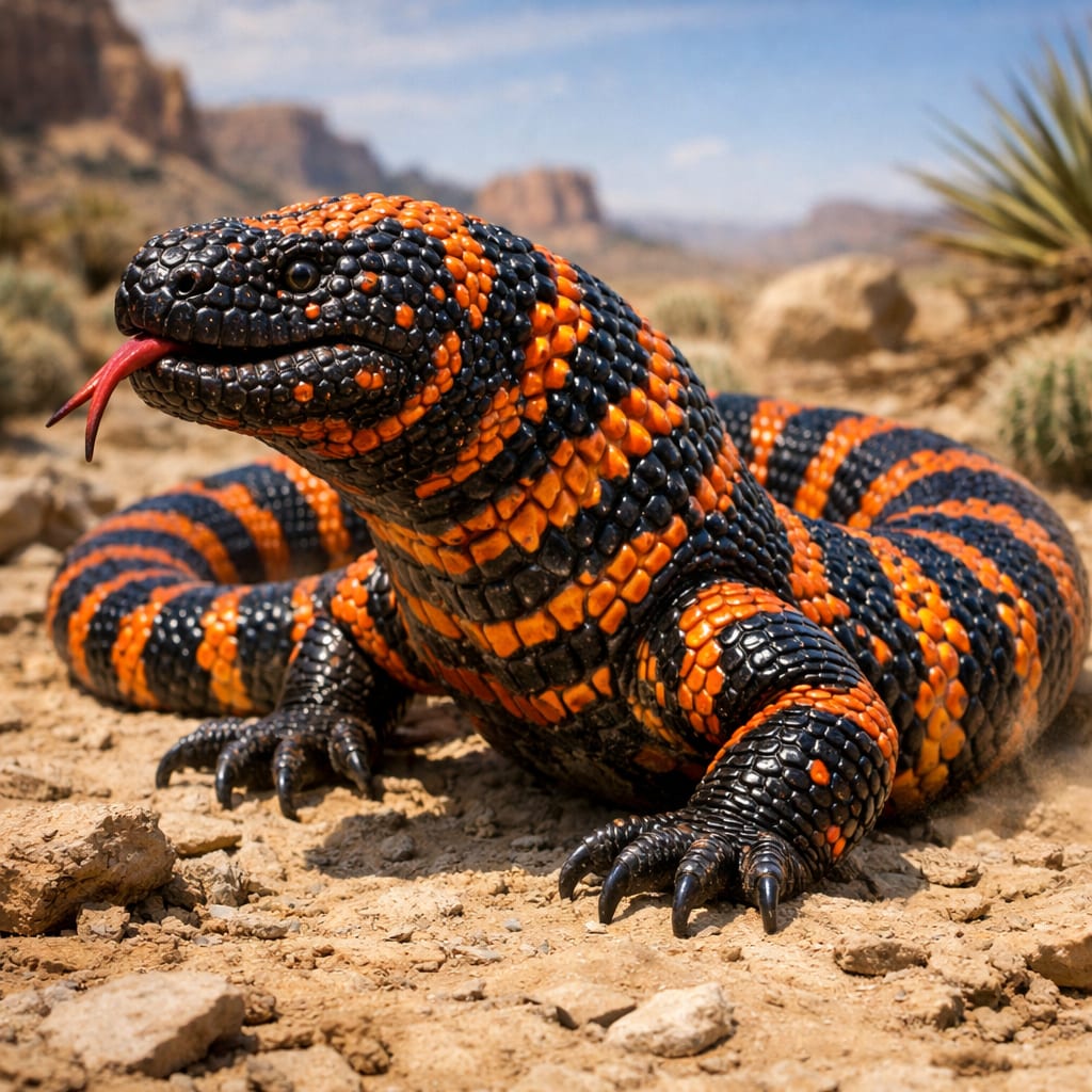 Gilasnake, an AI-generated hybrid of the Gila monster and the Snake
