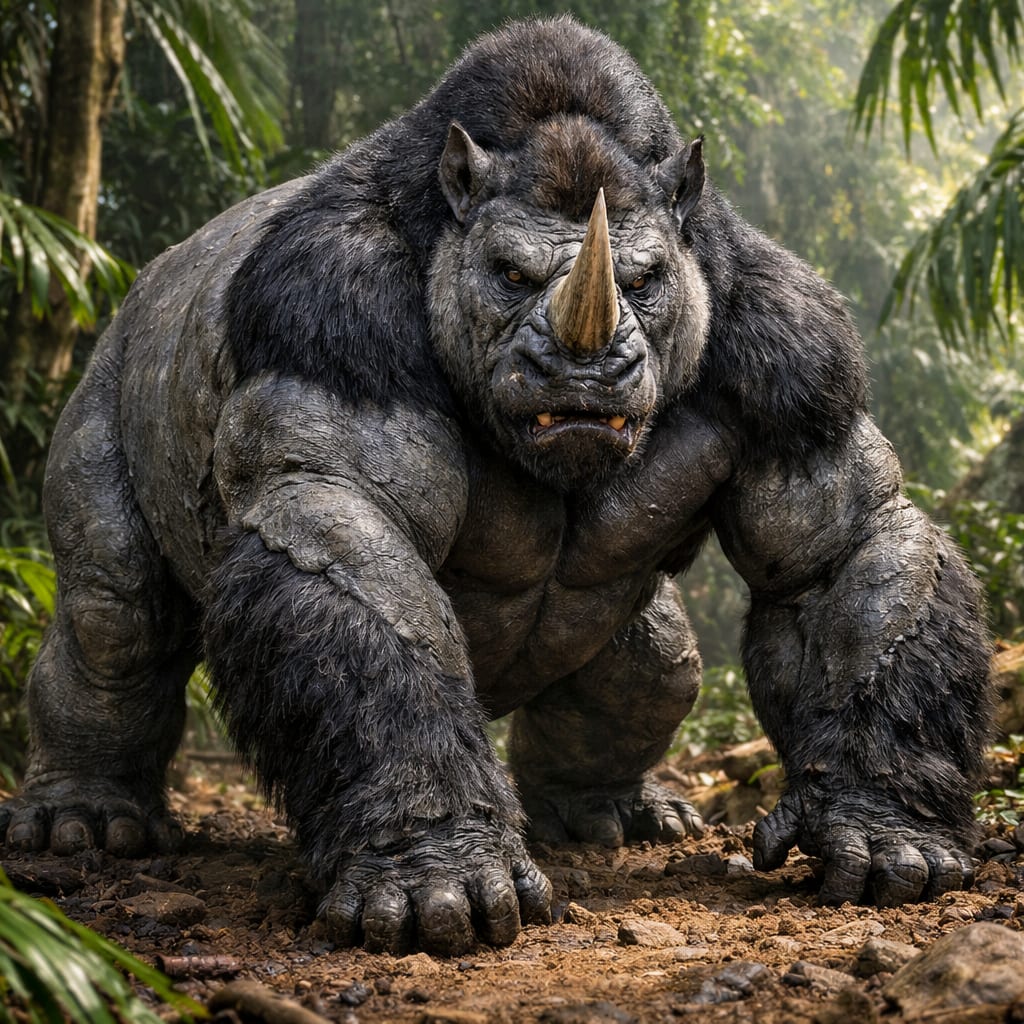 Gorhinoceros, an AI-generated hybrid of the Gorilla and the Rhinoceros