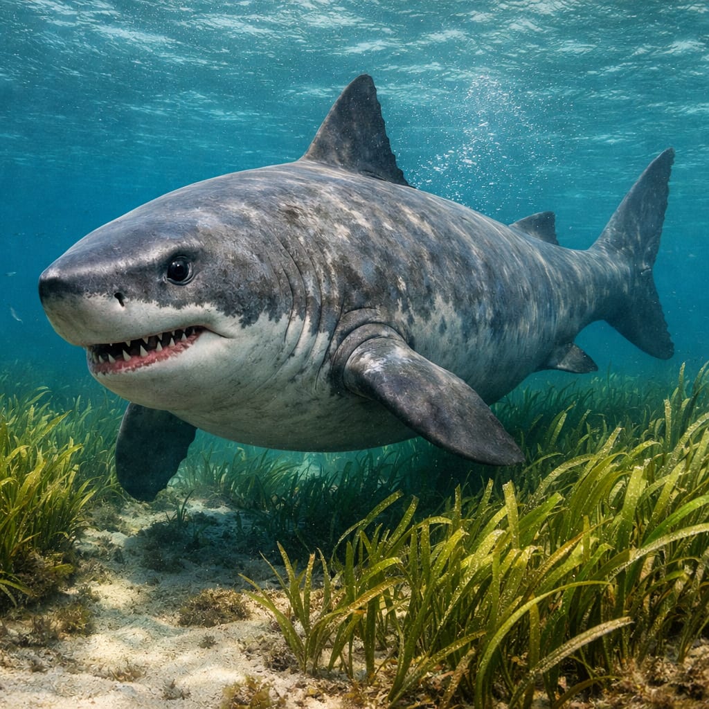 Manashark, an AI-generated hybrid of the Manatee and the great white shark