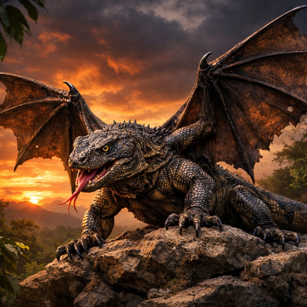 Batmodon, an AI-generated hybrid of the Bat and the Komodo Dragon