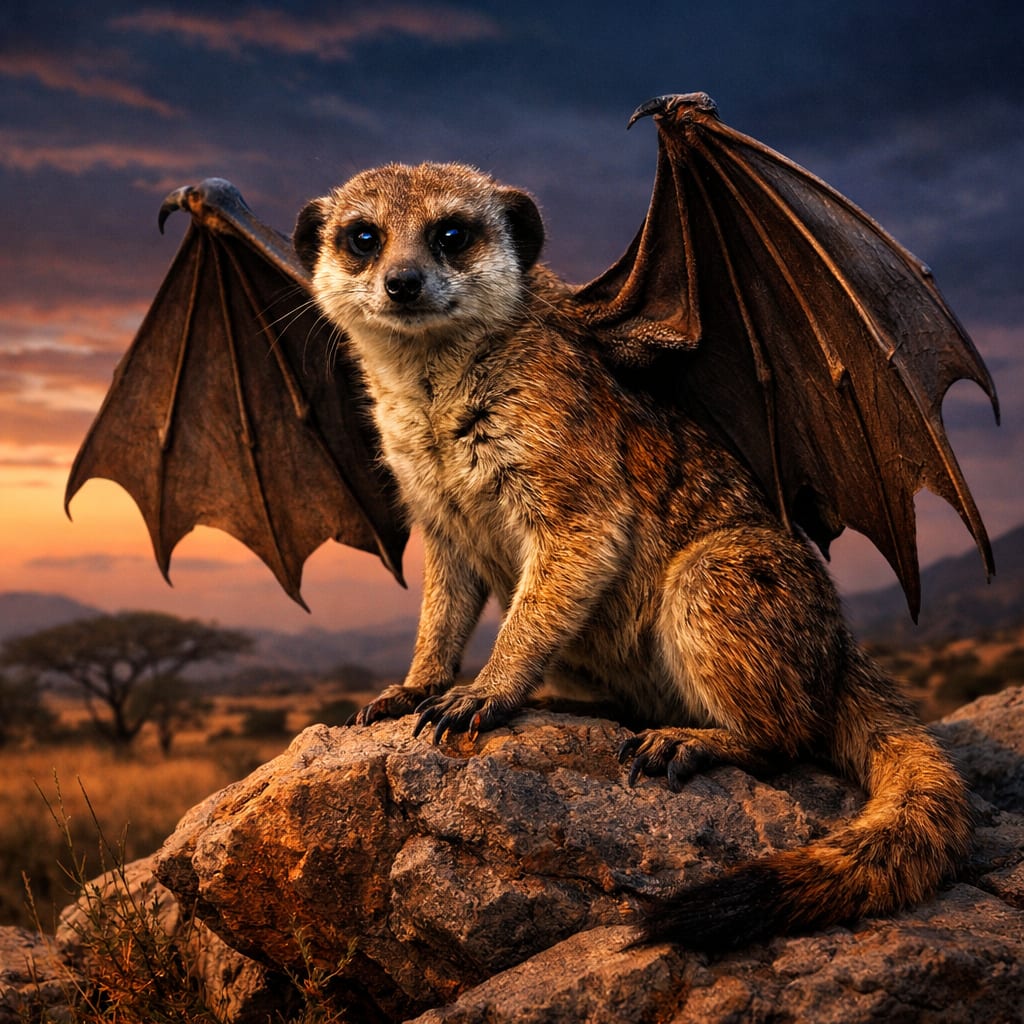 Meerkatbat, an AI-generated hybrid of Bat and Meerkat