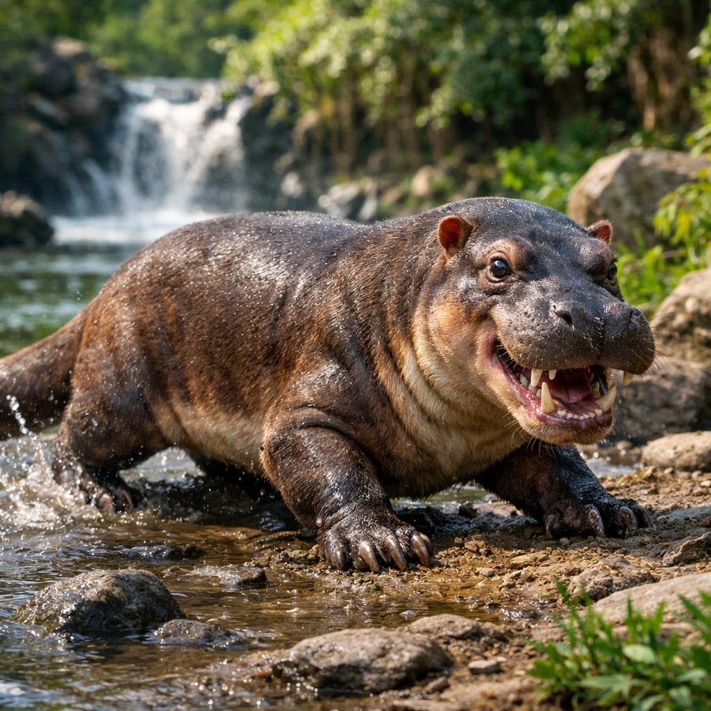 Hippo-Weasel, an AI-generated hybrid of the Hippopotamus and the Weasel