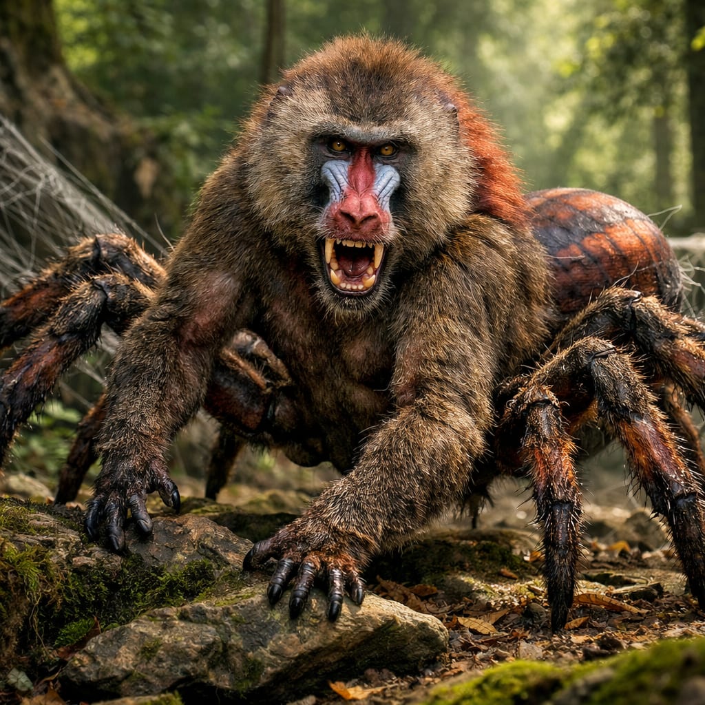 Baboonspider, an AI-generated hybrid of the Baboon and the Spider