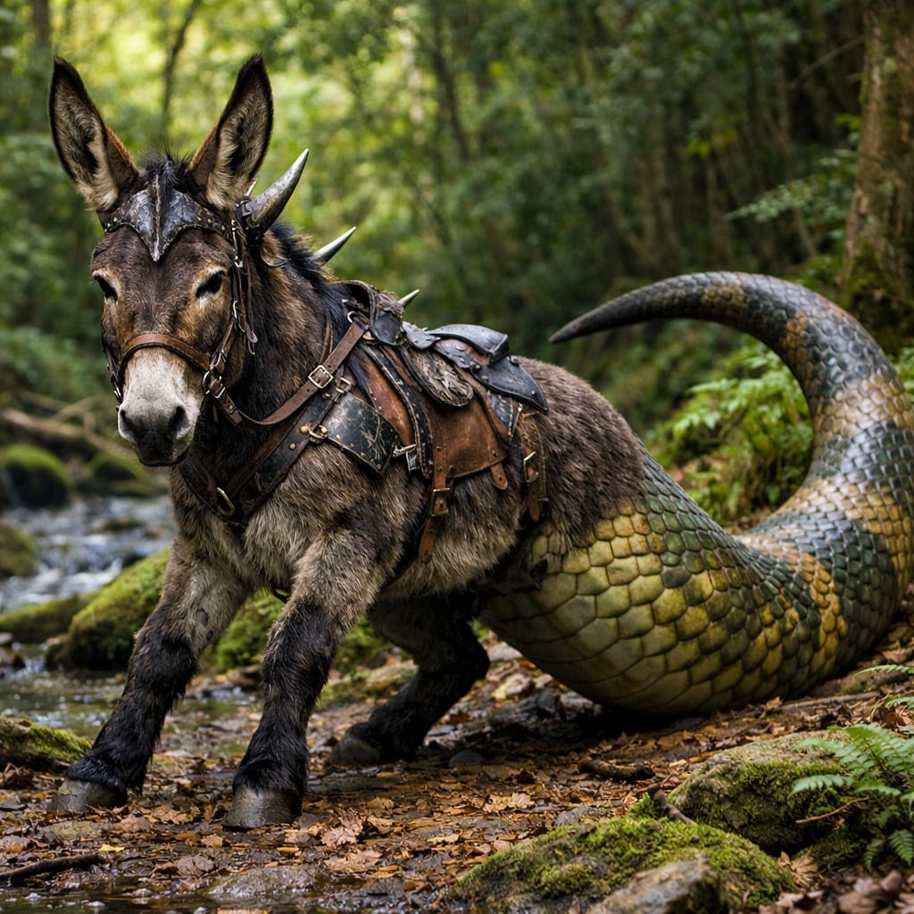 Donksnake, an AI-generated hybrid of the Donkey and the Snake