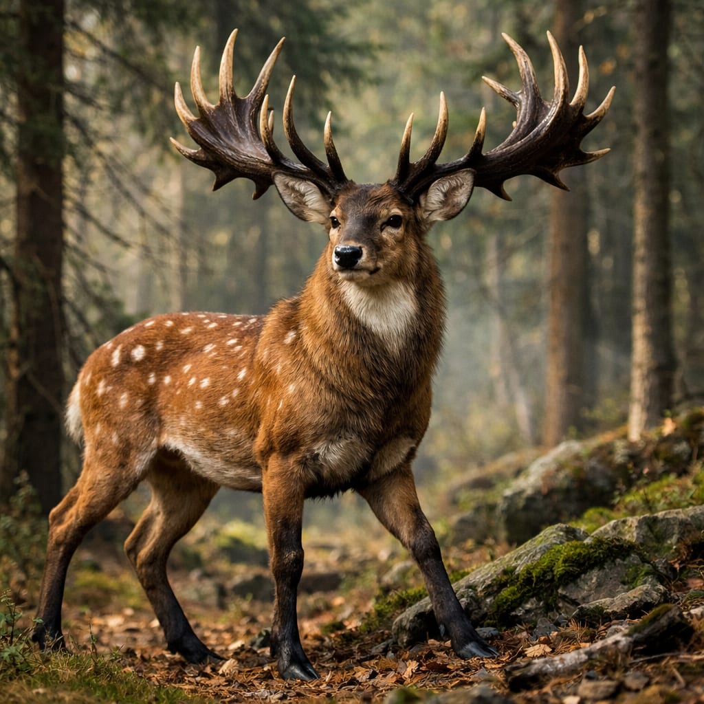 Deelk, an AI-generated hybrid of the Deer and the Elk