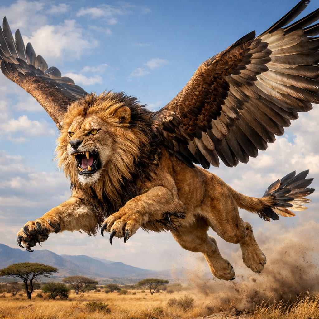 Eaglion, an AI-generated hybrid of the Eagle and the Lion