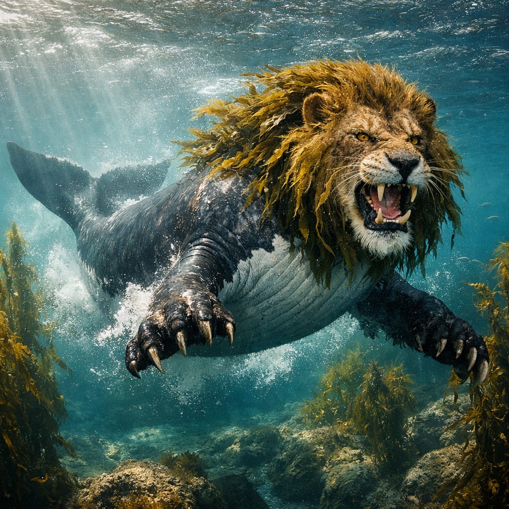 Whilion, an AI-generated hybrid of the Whale and the Lion