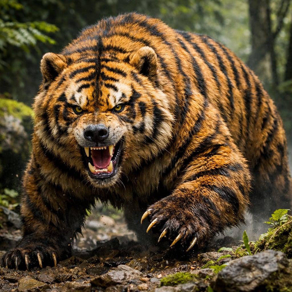 Tigbear, an AI-generated hybrid of the Bear and the Tiger