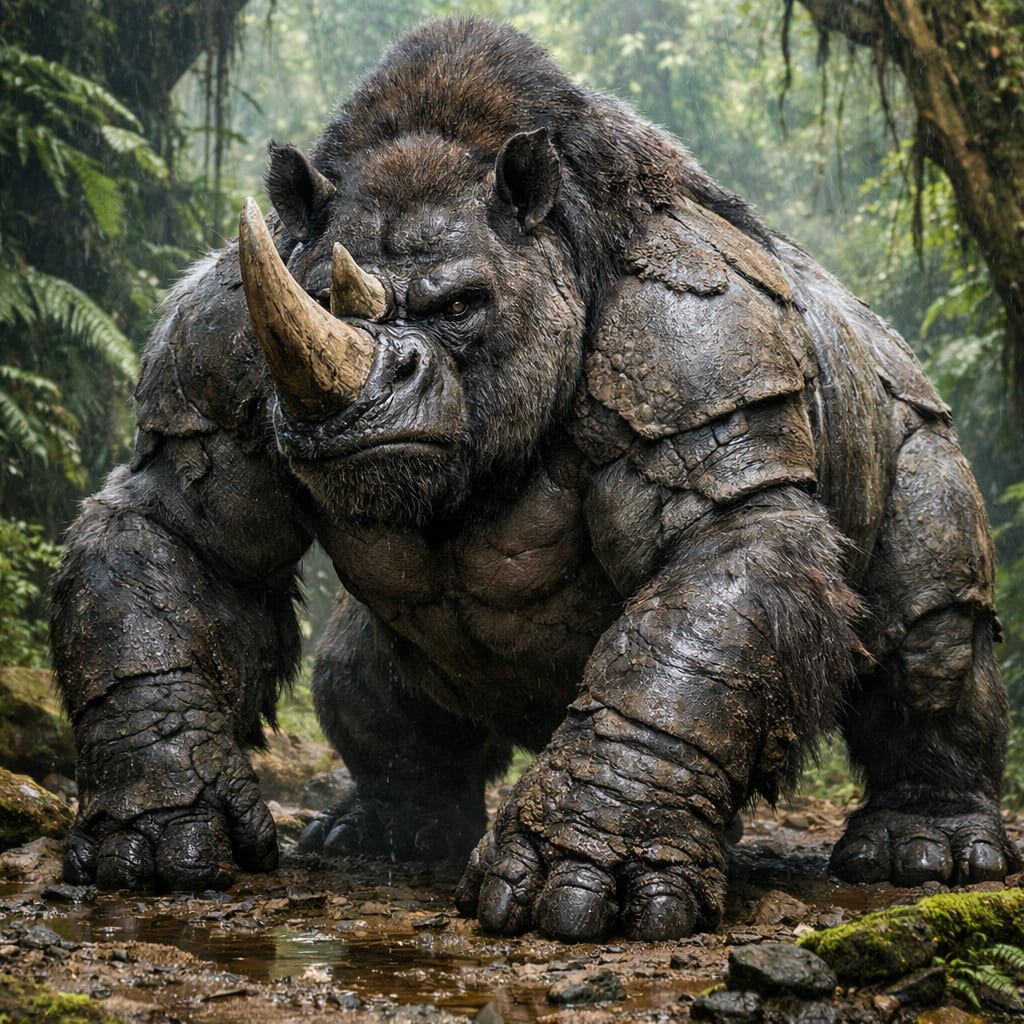 Gorhinoceros, an AI-generated hybrid of the Gorilla and the Rhinoceros