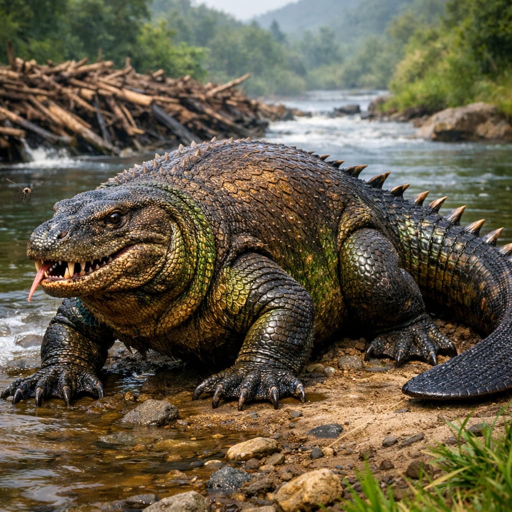 Beavodragon, an AI-generated hybrid of the Beaver and the Komodo Dragon