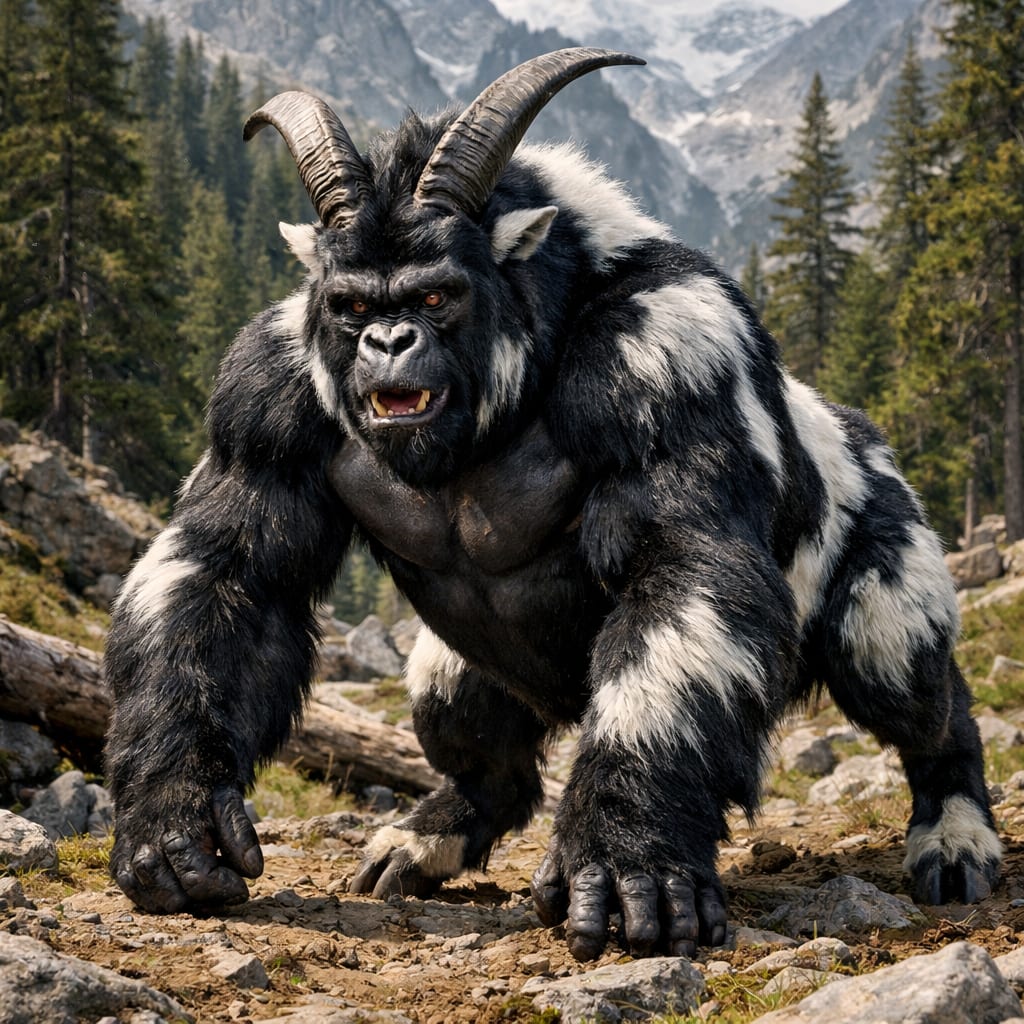 Gorgoat, an AI-generated hybrid of the Gorilla and the Goat