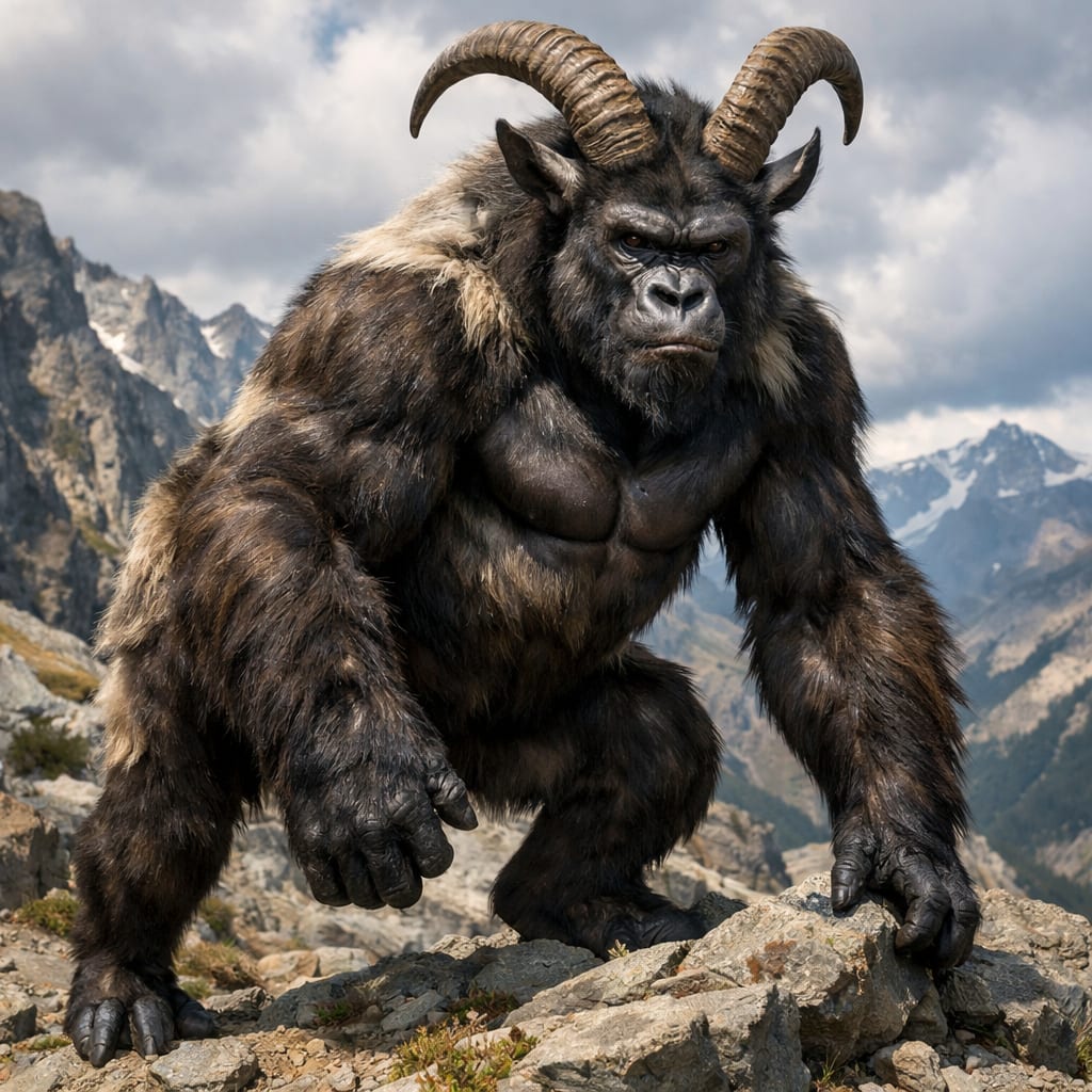 Gorgoat, an AI-generated hybrid of the Gorilla and the Goat
