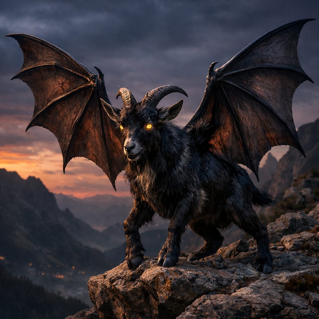 Batgoat, an AI-generated hybrid of the Bat and the Goat