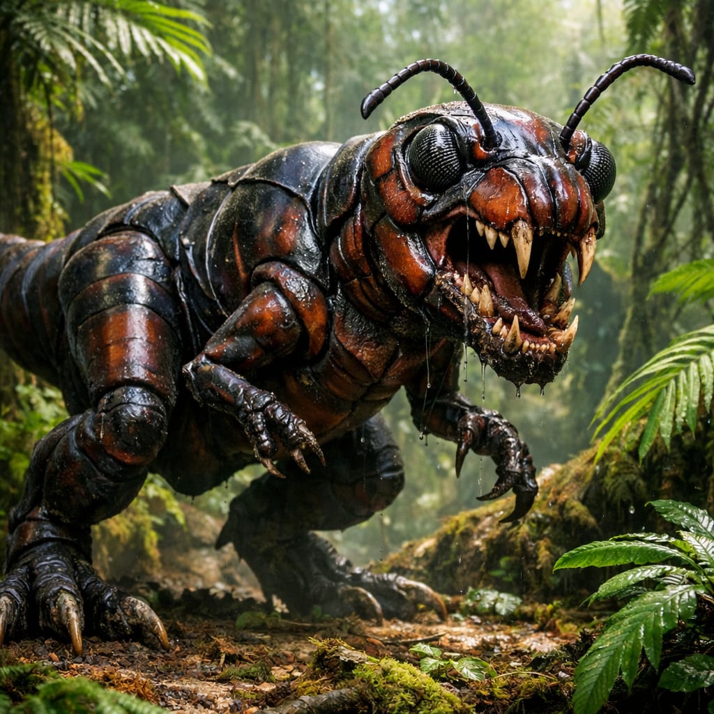 Antrex, an AI-generated hybrid of the Ant and the T-Rex