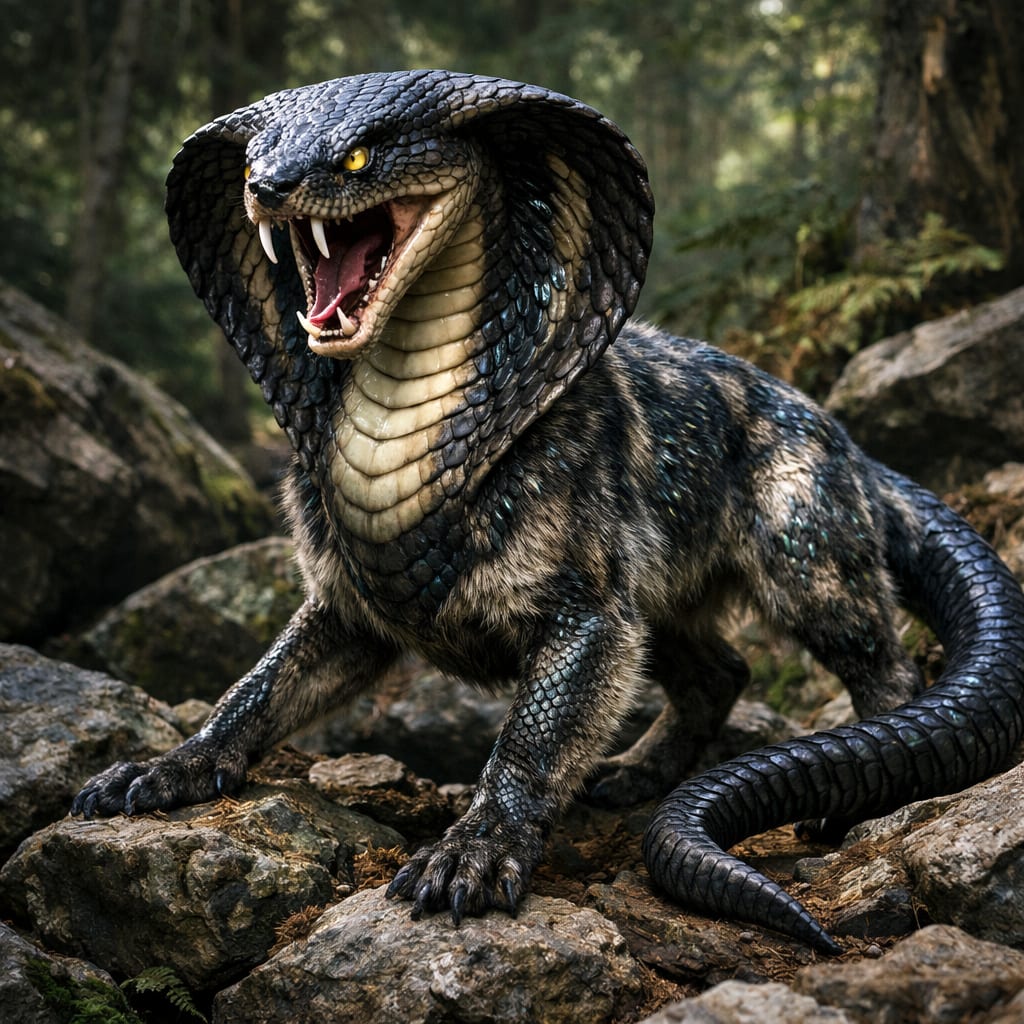 Cobrwolf, an AI-generated hybrid of the Cobra and the Wolf