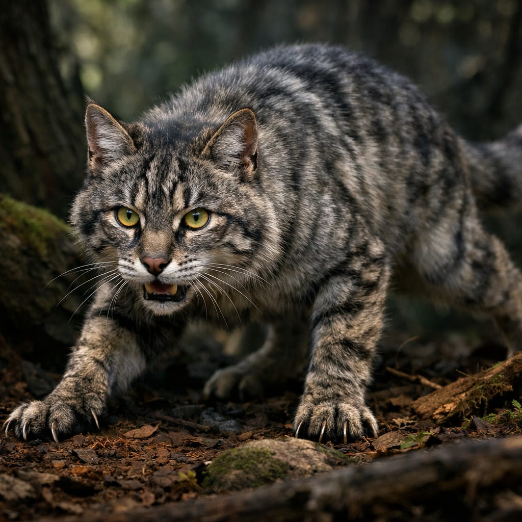Wolcat, an AI-generated hybrid of the Wolf and the Cat