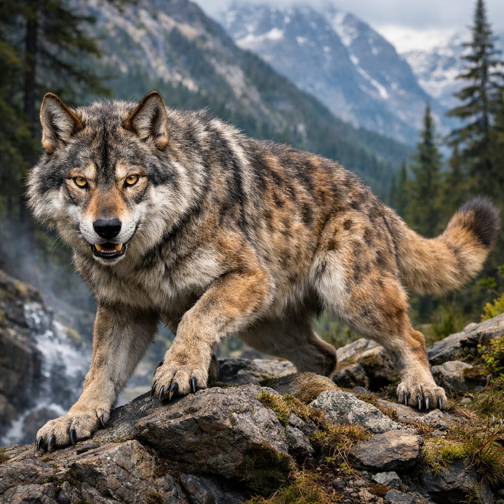 Wouglar, an AI-generated hybrid of the Wolf and the Cougar